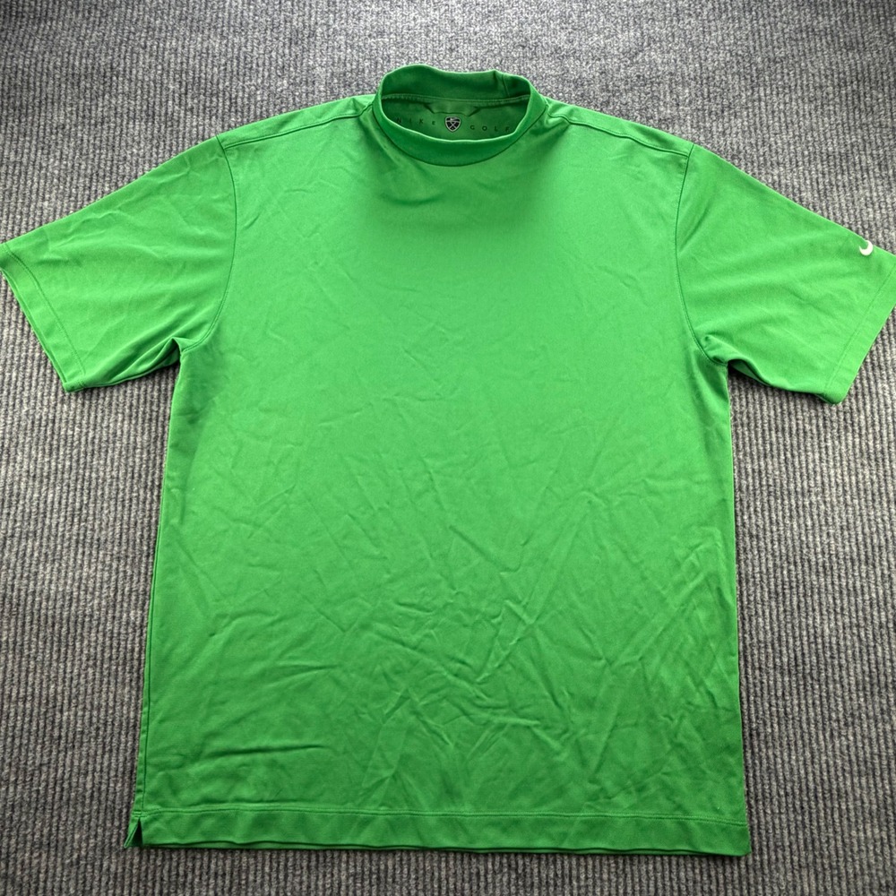 Nike Golf Mock Neck Shirt Green Large Performance Athletic Activewear